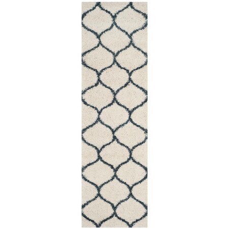 Flowers First 2 ft. 3 in. x 8 ft. Hudson Shag Power Loomed Runner Rug, Ivory & Slate Blue FL1868173